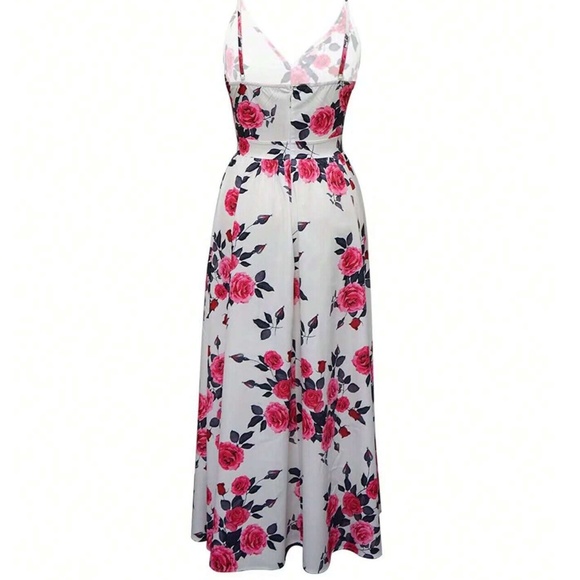 NWT Women's Size Large Spaghetti Strap Double Slit Floral Flowy Dress - Picture 2 of 4